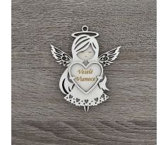 Drevený anjelik so srdiečkom 1