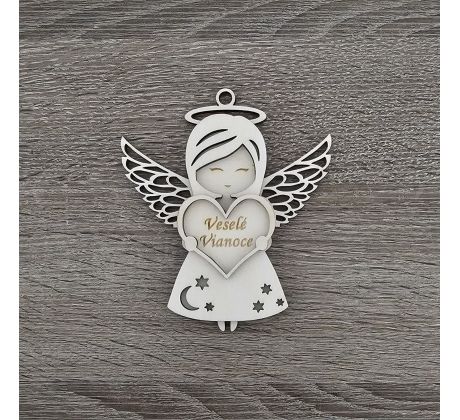 Drevený anjelik so srdiečkom 3