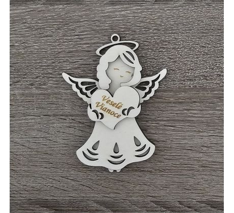 Drevený anjelik so srdiečkom 5