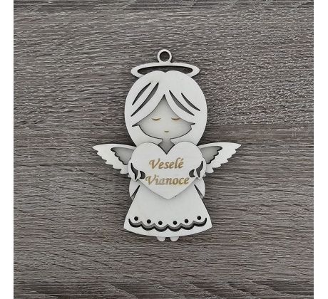Drevený anjelik so srdiečkom 6