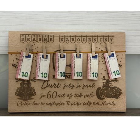 Drevená doska na hotovosť s motorkami